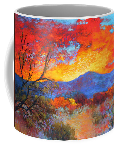 Fire Coffee Mug featuring the painting Night Fever by M Diane Bonaparte