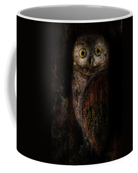 Owl Paintings- #owllovers #owls- #owlpaintings -abstract Art #paintingsbyraeannmgarrett Art By Rae Ann M. Garrett - Owl Art Coffee Mug featuring the painting Night Jewel by Rae Ann M Garrett