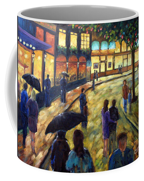 Cityscape Coffee Mug featuring the painting Night on the town by Richard T Pranke
