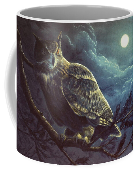 Oil Coffee Mug featuring the painting Night Owl by Linda Merchant