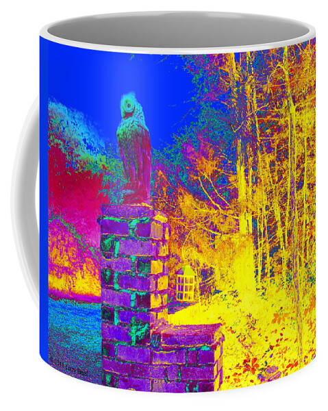 Owl Coffee Mug featuring the photograph Night Owl Watch by Larry Beat