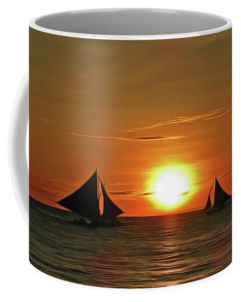 Night Sail Coffee Mug featuring the painting Night Sail by Harry Warrick
