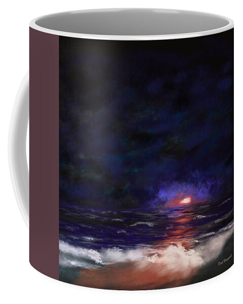 Shore Coffee Mug featuring the painting Night Shoreline by Dick Bourgault