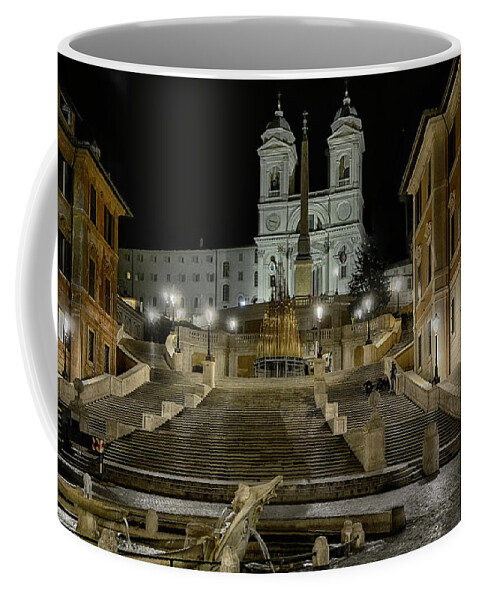 Rome Coffee Mug featuring the photograph night walk in Rome to the Spanish Steps by Joachim G Pinkawa