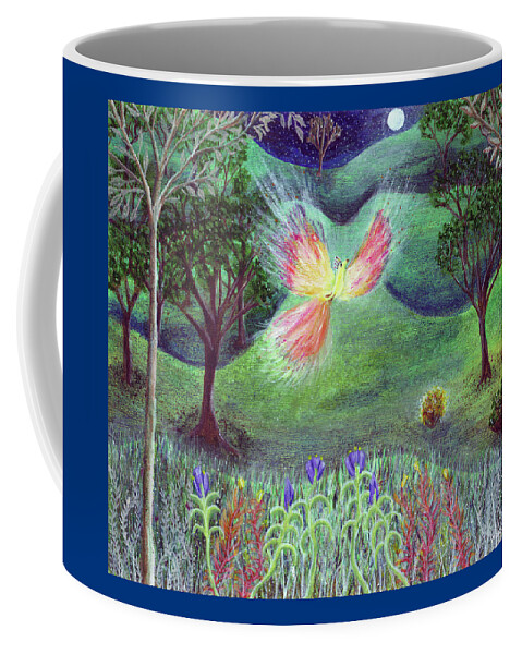 Lise Winne Coffee Mug featuring the painting Night With Fire bird and Sacred Bush by Lise Winne