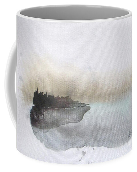 Seascape Coffee Mug featuring the painting Nightfall on the Lake by Vesna Antic