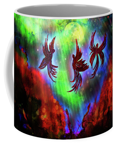 Nights Spirits Coffee Mug featuring the mixed media Nights Spirits by Lilia S