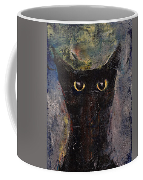 Art Coffee Mug featuring the painting Ninja Cat by Michael Creese