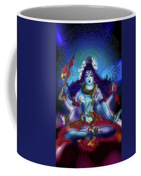 Shiva Coffee Mug featuring the painting Nirvikalp Samadhi Kapali Shiva by Guruji Aruneshvar Paris Art Curator Katrin Suter