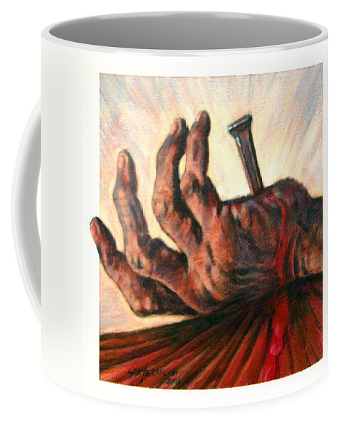 Christ Coffee Mug featuring the painting No Greater Love by John Lautermilch