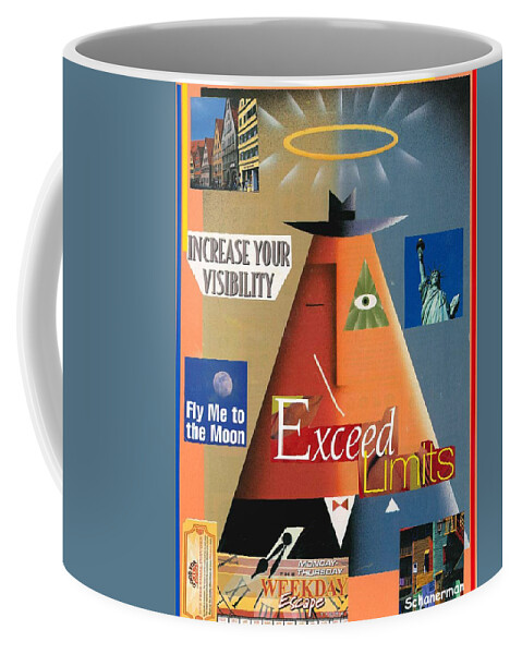 Collage Art Coffee Mug featuring the mixed media No Limits by Susan Schanerman