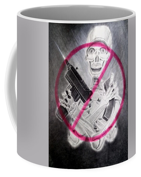 Prison Art Coffee Mug featuring the drawing No More Massacres by Donald Cnote Hooker