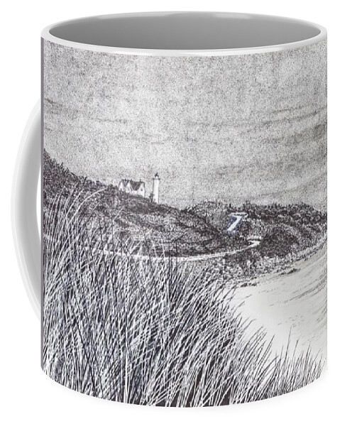 Gallery Coffee Mug featuring the drawing Nobska Lighthouse by Betsy Carlson Cross