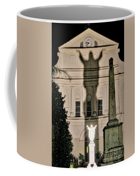 Nola Coffee Mug featuring the photograph NOLA Touchdown Jesus by Izet Kapetanovic