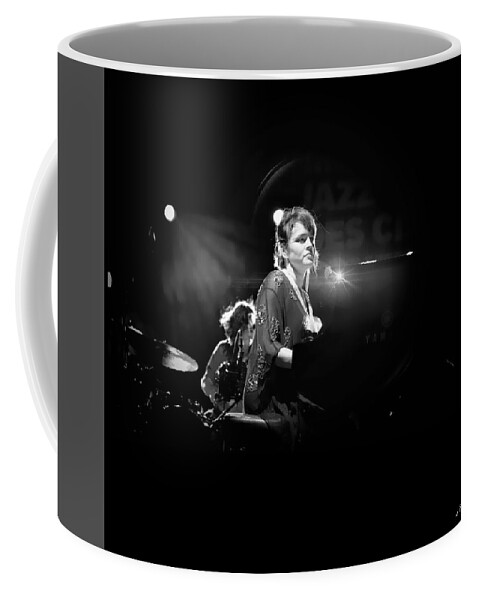 Norah Jones Coffee Mug featuring the photograph Norah Jones . by Jean Francois Gil