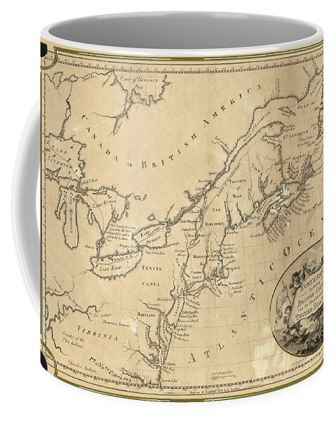 Map Coffee Mug featuring the digital art North America including the British Colonies Map by Carlos Diaz