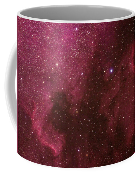 Deep Space Nebula Astrophotography Stars Red Black Canon Coffee Mug featuring the tapestry - textile North American And Pelican Nebulas by Dennis Bucklin