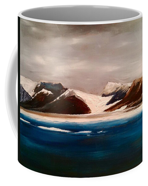 Arctic Landscape Oil Painting Coffee Mug featuring the painting North Baffin Glacier by Desmond Raymond