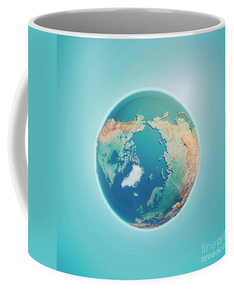 North Pole Coffee Mug featuring the digital art North Pole 3D Render Planet Earth by Frank Ramspott