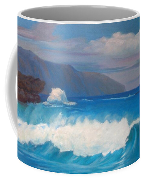 Oahu Coffee Mug featuring the painting North Shore Breakers by Mike Jenkins