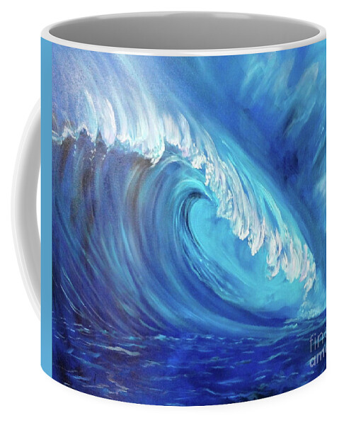 Modern Contemporary Original Coffee Mug featuring the painting North Shore Wave Oahu 2 by Jenny Lee