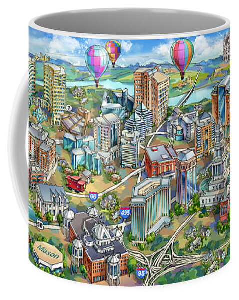 Northern Virginia Coffee Mug featuring the painting Northern Virginia Map Illustration by Maria Rabinky
