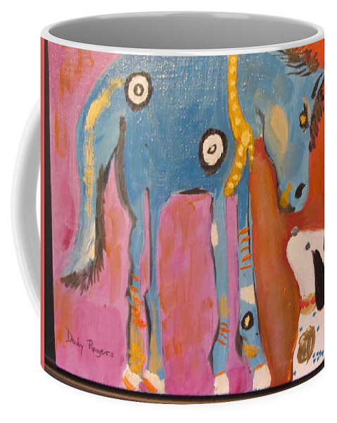 Dawg Coffee Mug featuring the painting Nose to Nose by Dody Rogers