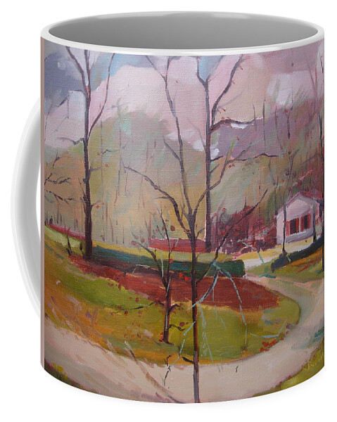 Notre Dame D'coute Coffee Mug featuring the painting Notre Dame d'Ecoute by Kim PARDON