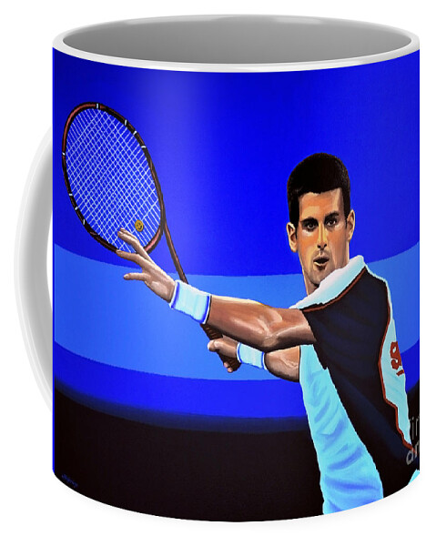 Novak Djokovic Coffee Mug featuring the painting Novak Djokovic by Paul Meijering