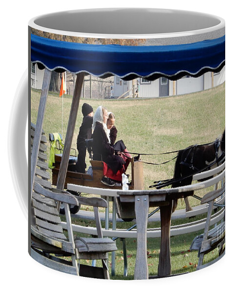 Amish Coffee Mug featuring the photograph November Pony Cart Fun by Christine Clark