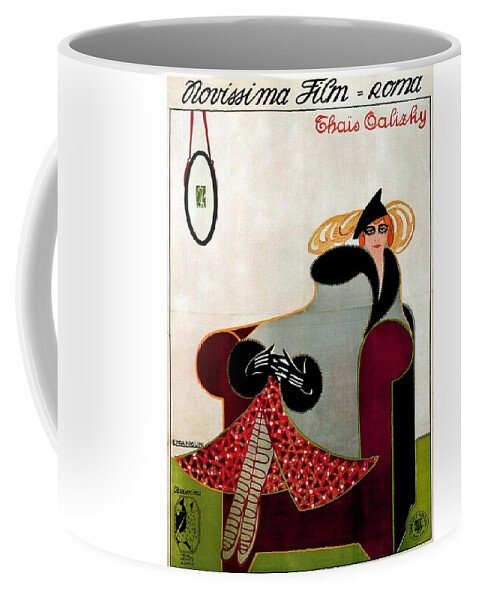 Vintage Coffee Mug featuring the mixed media Novissima Film - Roma - Vintage Advertising Poster by Studio Grafiikka