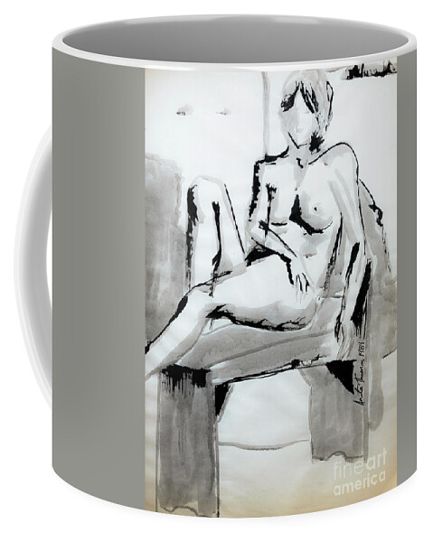 Ink Coffee Mug featuring the painting Nude At Rest by Anita Thomas