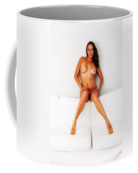 Full Coffee Mug featuring the photograph Nude on Couch by Harry Spitz