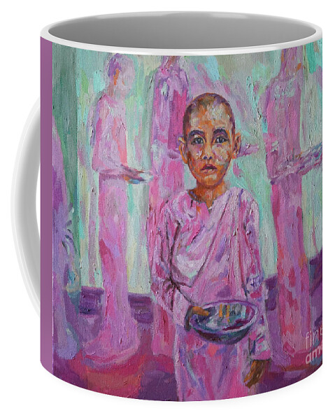 Burma Coffee Mug featuring the painting Nun in Waiting by Michael Cinnamond