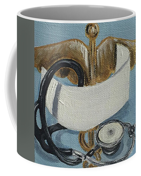 Nursing Coffee Mug featuring the painting Nursing Cap, Stethoscope by Melissa Torres