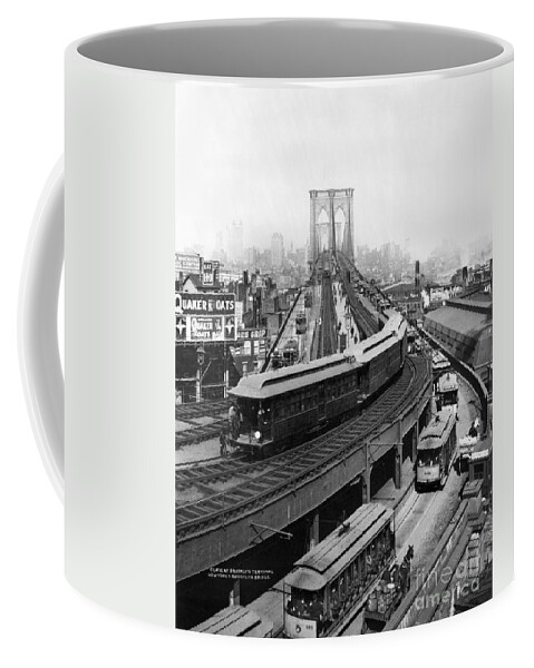 1898 Coffee Mug featuring the photograph Ny: Brooklyn Bridge, 1898 by Granger