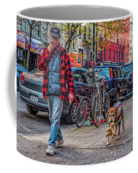 New York City Coffee Mug featuring the photograph NY Dog Walk by Ed Broberg