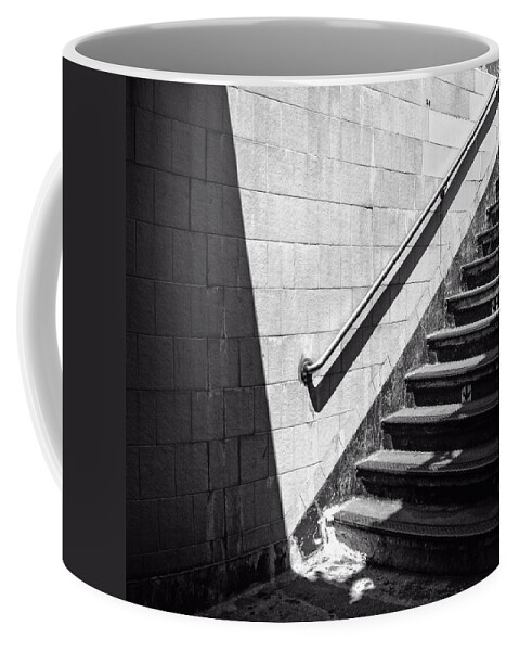 B&w Coffee Mug featuring the photograph NY Subway Stairs by Frank Winters