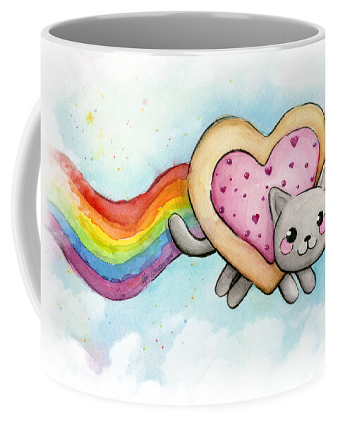 Valentine Coffee Mug featuring the painting Nyan Cat Valentine Heart by Olga Shvartsur