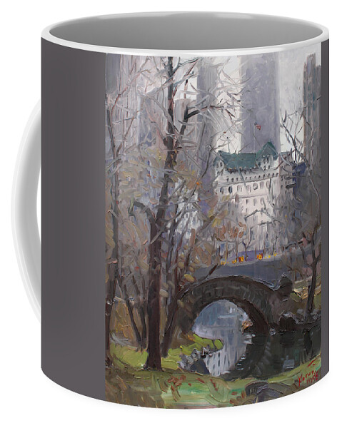New York City Coffee Mug featuring the painting NYC Central Park by Ylli Haruni