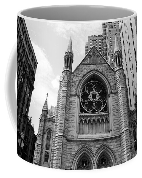 City Coffee Mug featuring the photograph NYC Holy Trinity Church - Black and White by Matt Quest