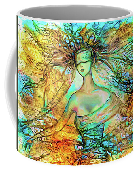 Nymph Of Nature Coffee Mug featuring the mixed media Nymph of Nature by Lilia S