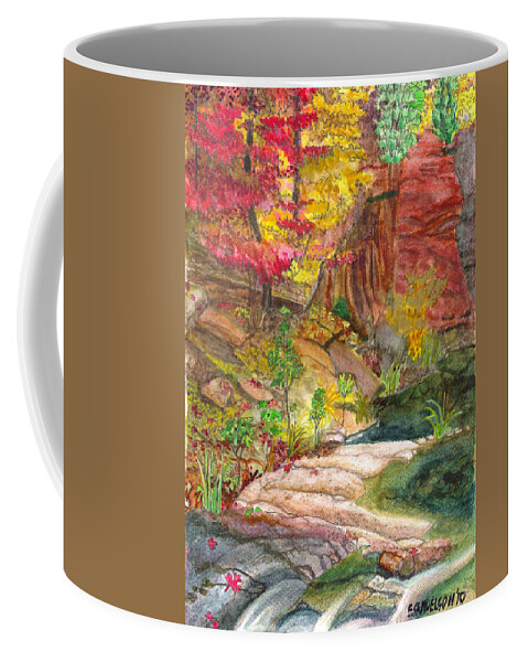 Red Maple Coffee Mug featuring the painting Oak Creek West Fork by Eric Samuelson