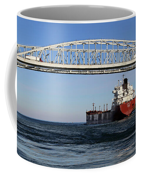 Oakglen Coffee Mug featuring the photograph Oakglen and Blue Water Bridge 2 by Mary Bedy