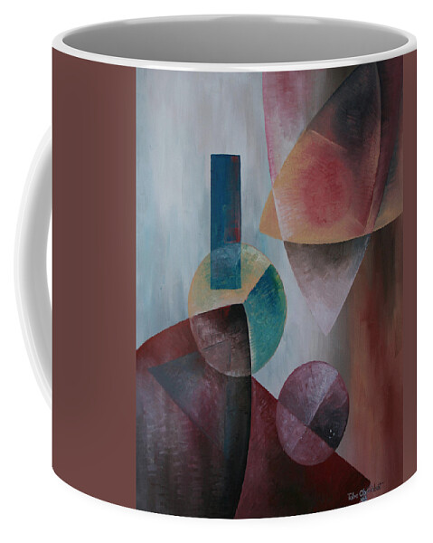 Objects In Space Coffee Mug featuring the painting Objects in Space by Obi-Tabot Tabe