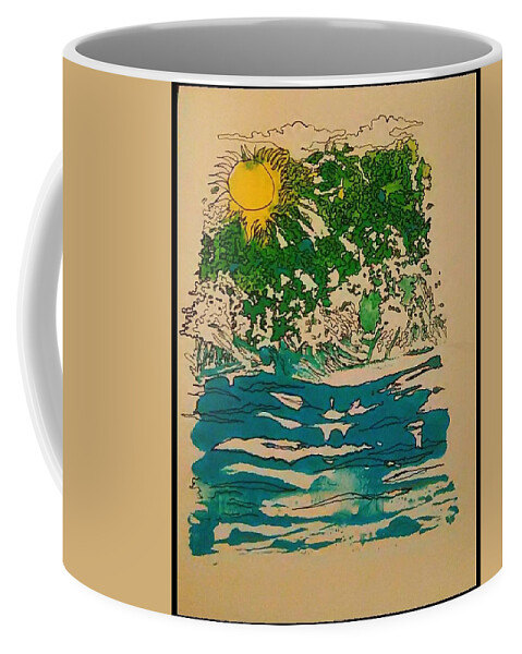 Landscape Coffee Mug featuring the mixed media Ocean #1 by Angela Weddle