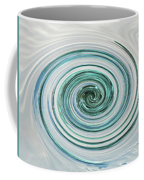 Blue And Cream Abstract Coffee Mug featuring the digital art Ocean Blue Whip by Gill Billington