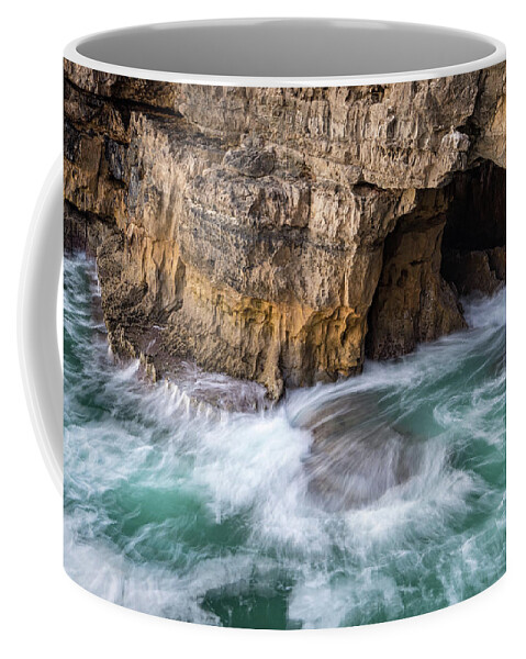 Georgia Mizuleva Coffee Mug featuring the photograph Ocean Muscling into a Cave by Georgia Mizuleva