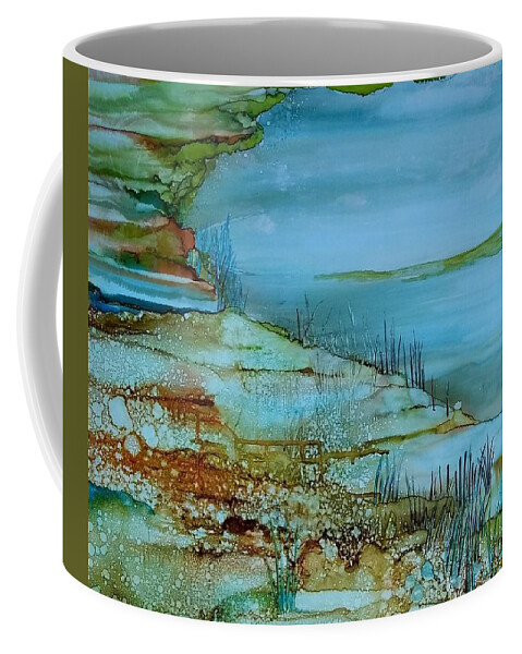 Alcohol Ink Prints Coffee Mug featuring the painting Ocean View by Betsy Carlson Cross
