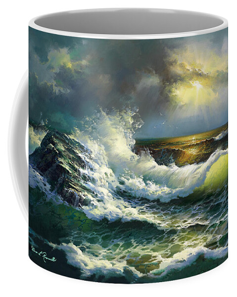 Waves Coffee Mug featuring the painting Ocean Waves by Diane Romanello